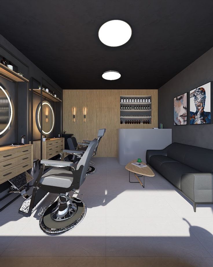 Interior contemporâneo de uma barbearia conceito